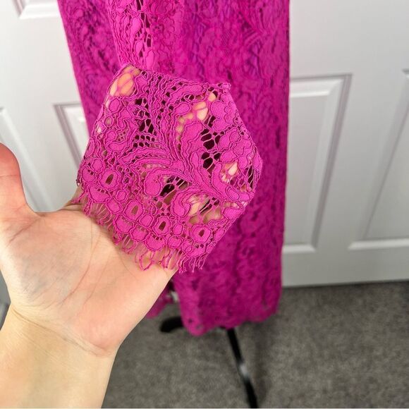 Sz 2 Adam Lippes Collective Long Sleeve Trapeze Pink Lace Dress $445 MSRP - Picture 9 of 11